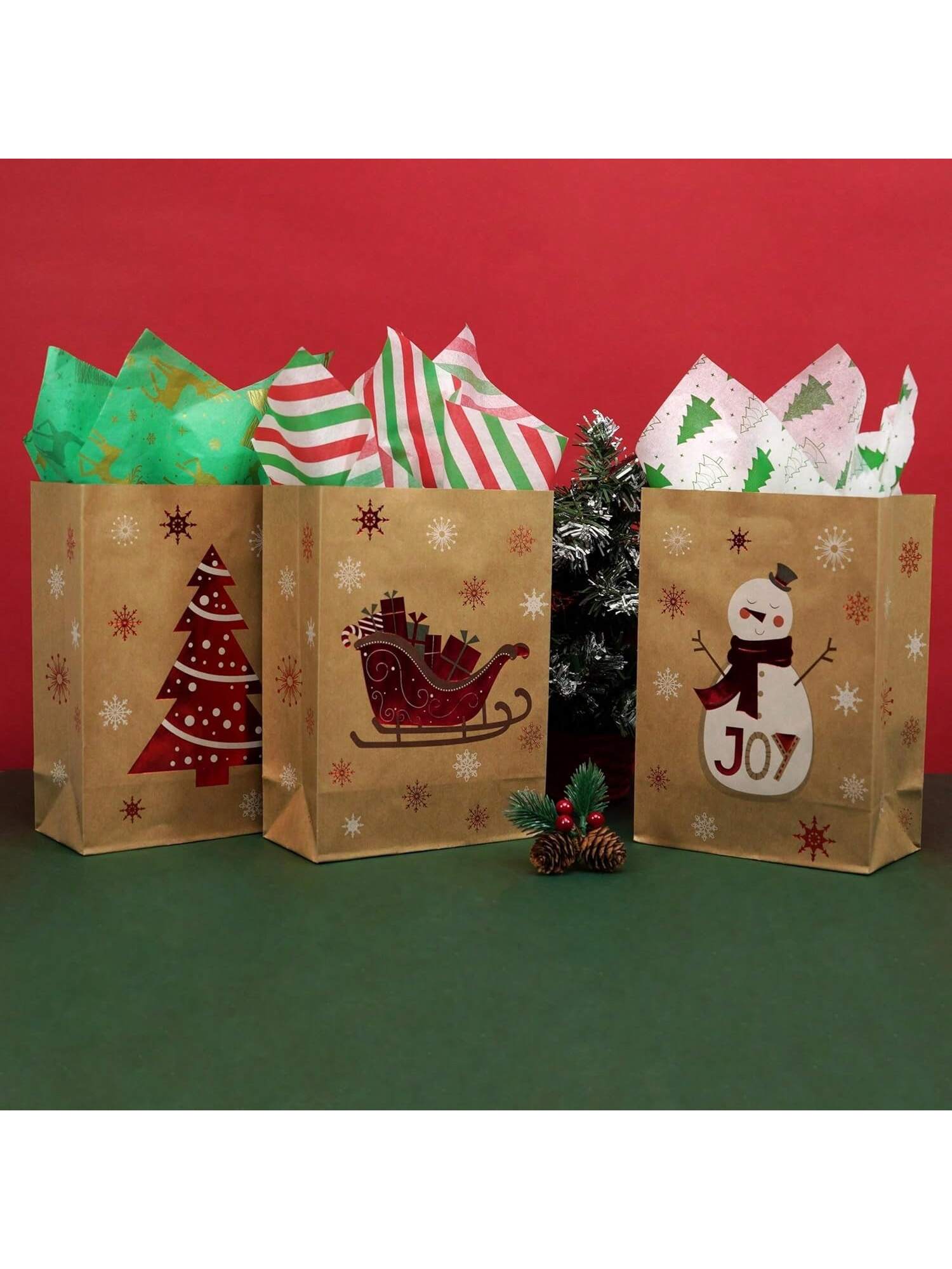 120-Sheet Christmas Tissue Paper 20x14 8 Festive Designs for Gifts and Crafts