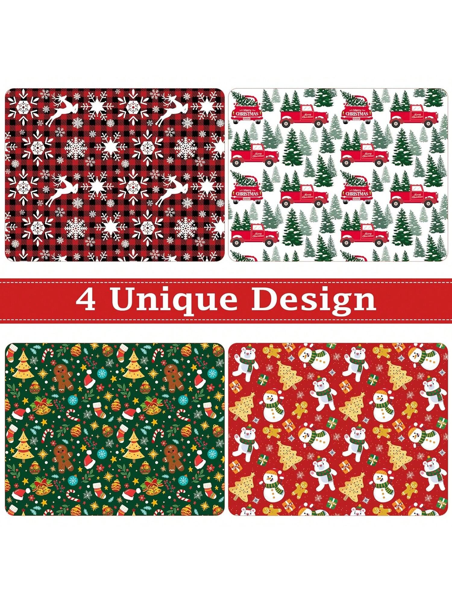 Jumbo Christmas Wrapping Paper Sheets 29x42-Inch Red Green White for Gifts and Party