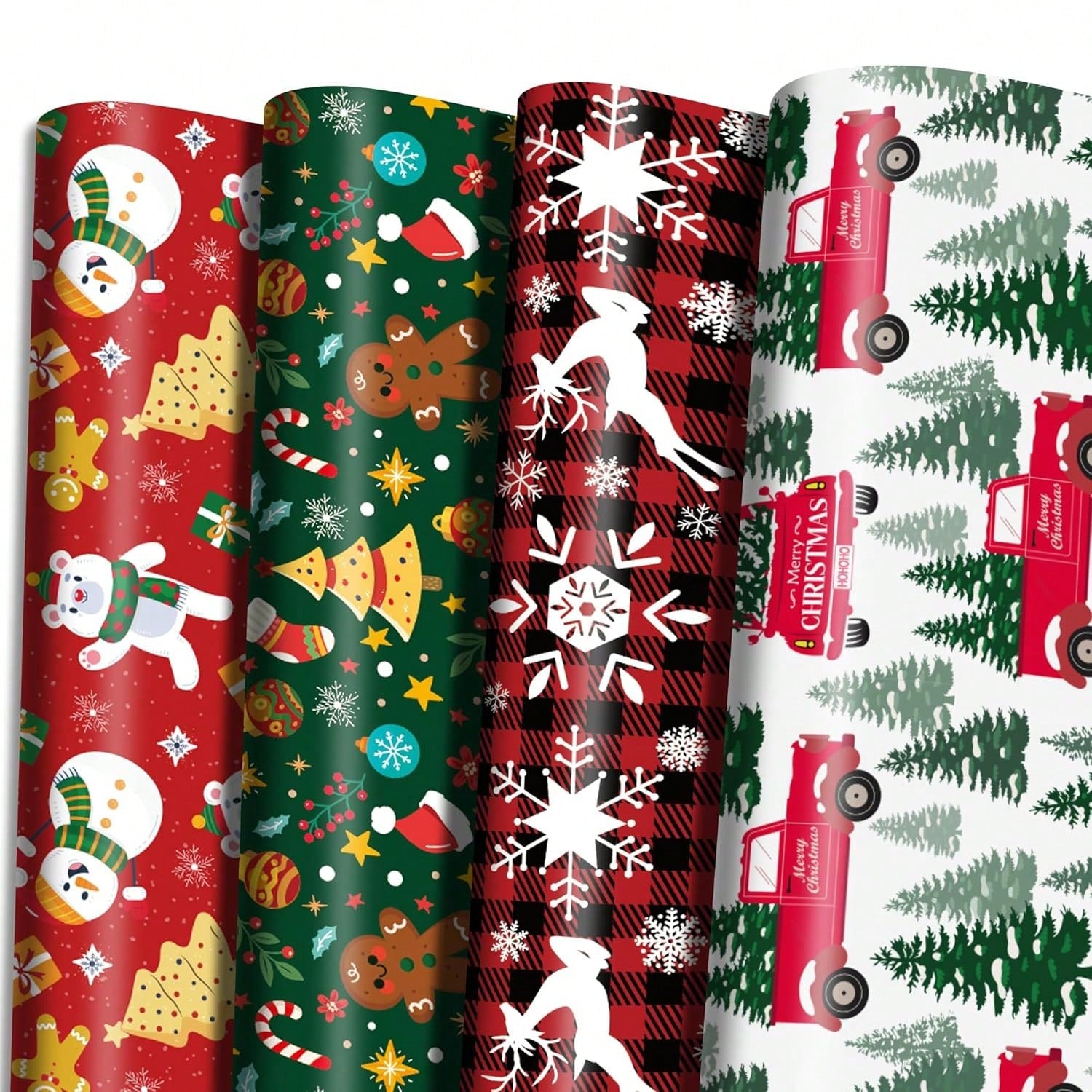 Jumbo Christmas Wrapping Paper Sheets 29x42-Inch Red Green White for Gifts and Party