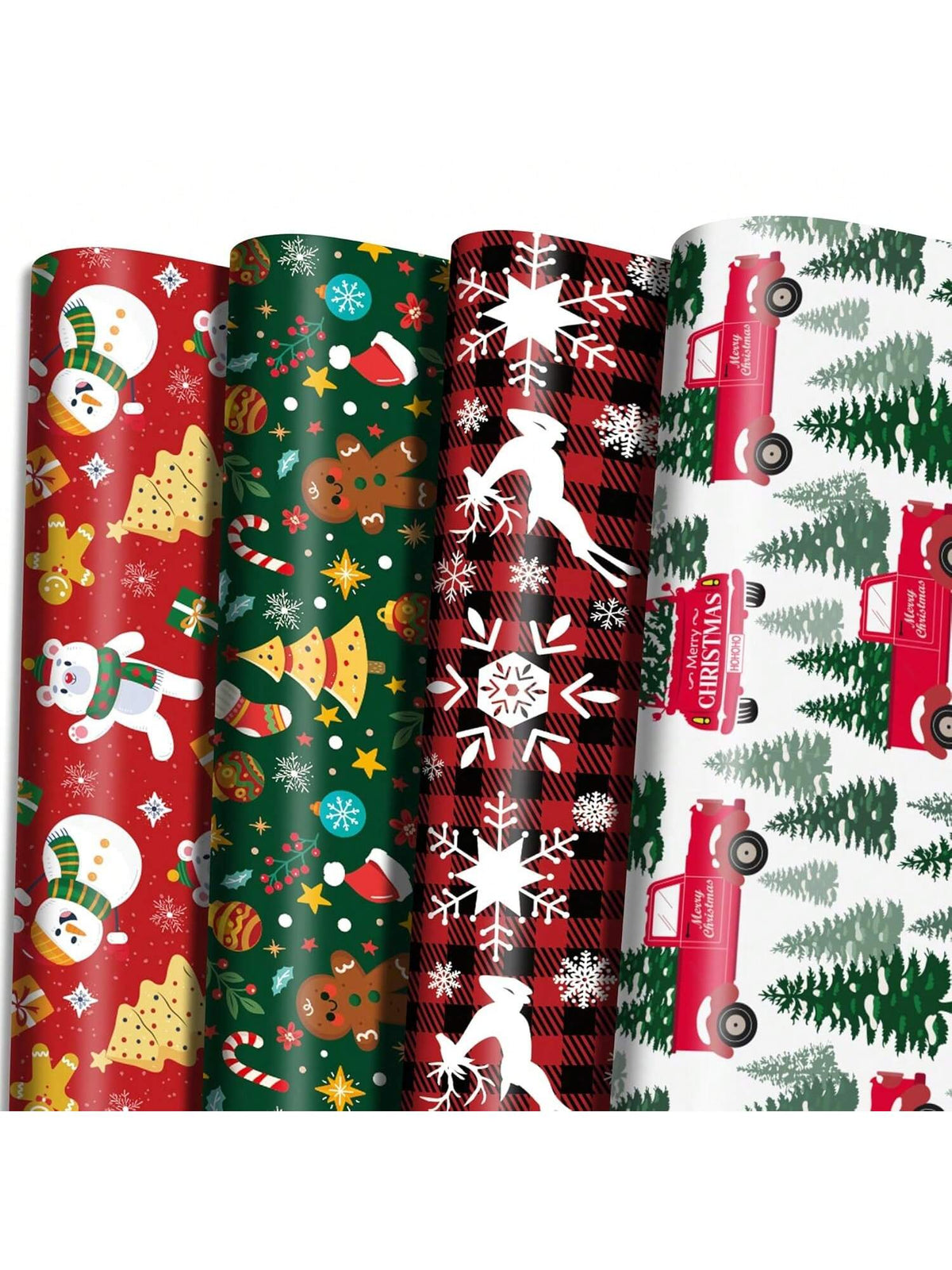 Jumbo Christmas Wrapping Paper Sheets 29x42-Inch Red Green White for Gifts and Party