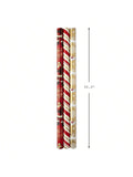 Set Of 3 Reversible Christmas Wrapping Paper Rolls (120 Sq. Ft. Total) With Red & Gold Snowflakes, Stripes, Plaid & Santa's Sleigh Designs,