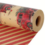 Reversible Kraft Christmas Wrapping Paper 17x33in Vintage Trucks