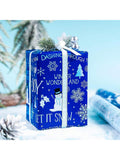 3-Pack Mini Christmas Wrapping Paper Rolls 17x120in Blue White Snowflake & Snowman Designs
