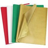 120-Sheet Christmas Tissue Paper 20x14 Red Green Gold White for Gifts and Crafts