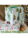 Reversible Christmas Wrapping Paper 17x33 with Doe, Floral & Tree Designs