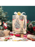 Kraft Christmas Wrapping Paper Roll 17x16.4ft with Gold Foil Tree Design for Gifts