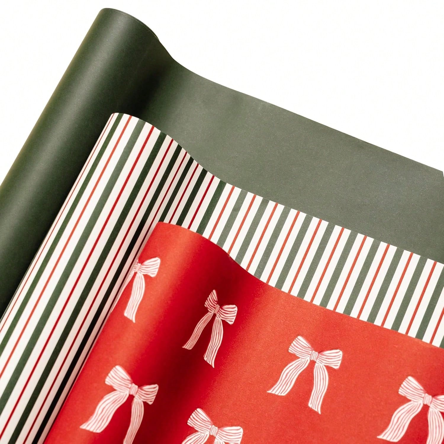 Premium Matte Christmas Wrapping Paper Roll 30x168in Bows & Stripes