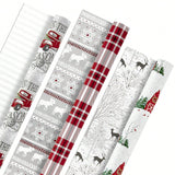 3 Reversible Rustic Christmas Wrapping Paper Rolls 120 Sq Ft Plaid and Woodland
