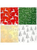 4 Jumbo Christmas Wrapping Paper Rolls 30x120in Red Green Gold Silver