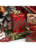 Shiny Christmas Wrapping Paper 3 Rolls Red Green Gold Holiday Designs