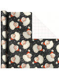 3 Rolls Black Christmas Wrapping Paper 120 Sq Ft Retro Santa Plaid Designs