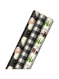 3 Rolls Black Christmas Wrapping Paper 120 Sq Ft Retro Santa Plaid Designs