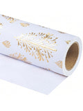 3D Kraft Christmas Wrapping Paper Mini Roll Gold White Tree Design