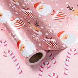 Pink Christmas Wrapping Paper Mini Roll 17x32.8in with Santa Candy Cane Rose Gold