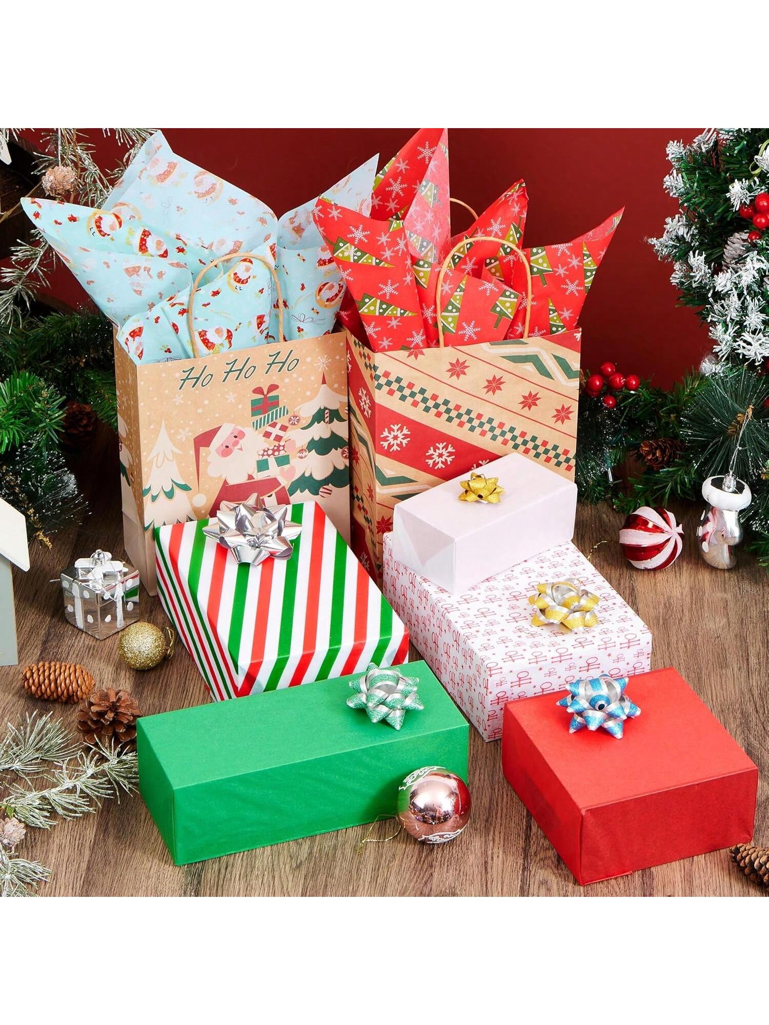 150 Sheets Christmas Tissue Paper Assorted Designs for Gift Wrapping & Presents
