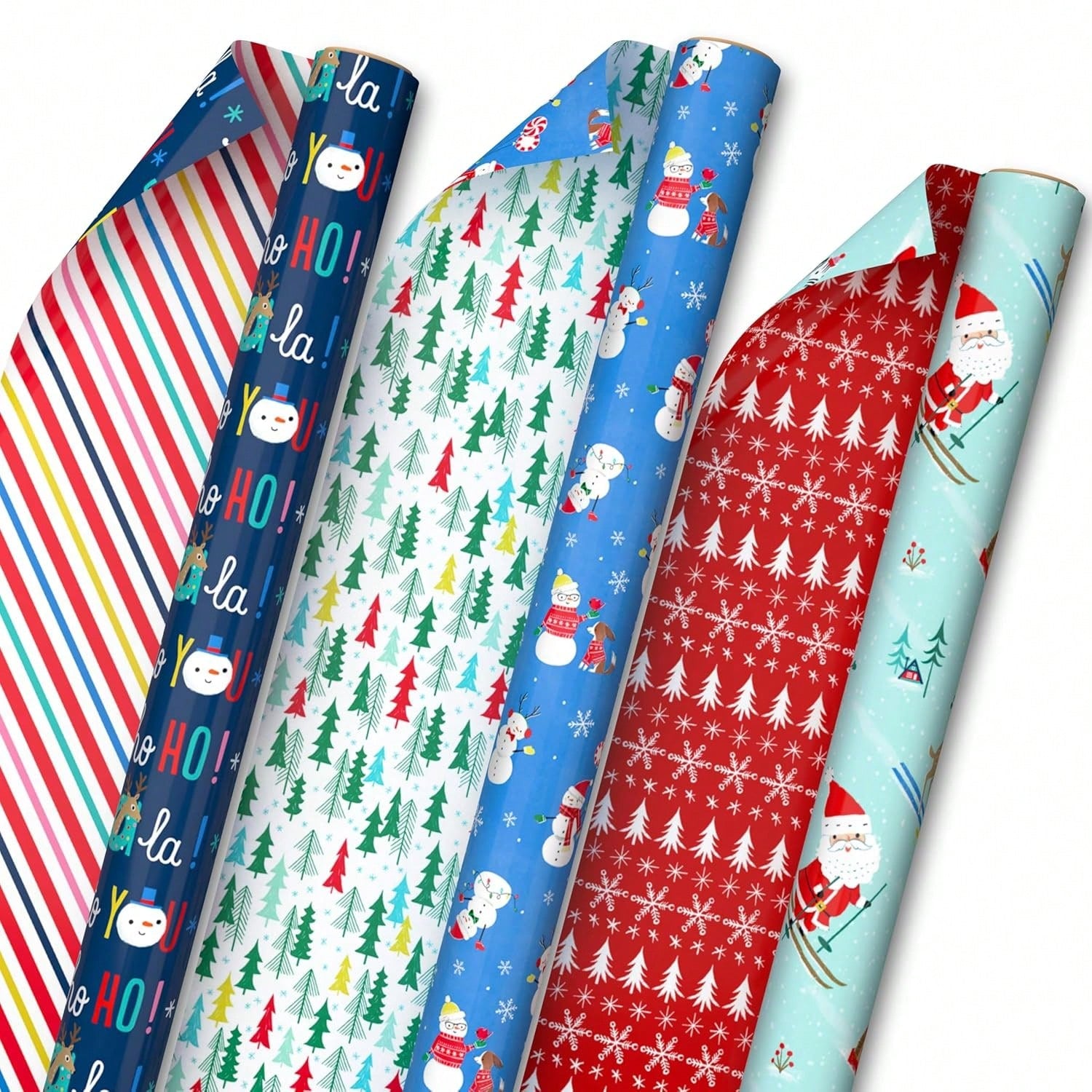 Reversible Christmas Wrapping Paper Set 3 Rolls 120 Sq Ft Kids Designs