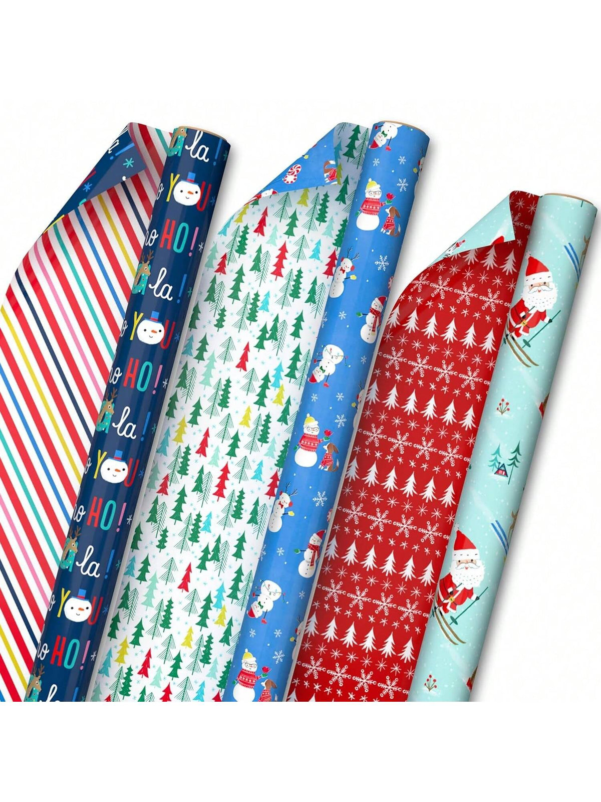 Reversible Christmas Wrapping Paper Set 3 Rolls 120 Sq Ft Kids Designs
