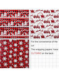 3 Rolls Christmas Wrapping Paper Red Check with Snowflakes and Reindeer 17x120in