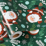 Christmas Green Wrapping Paper Roll Santa Pine Leaf 17x32.8ft