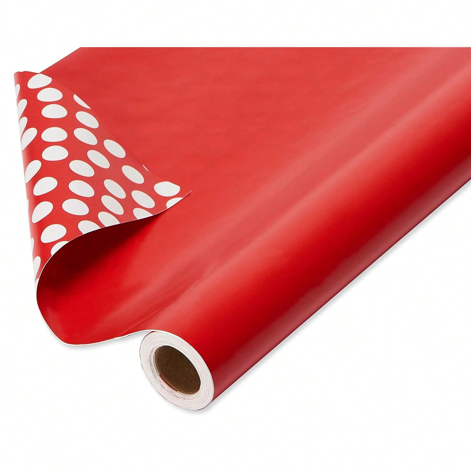Jumbo Reversible Red Wrapping Paper 30x70in White Polka Dots