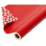 Jumbo Reversible Red Wrapping Paper 30x70in White Polka Dots
