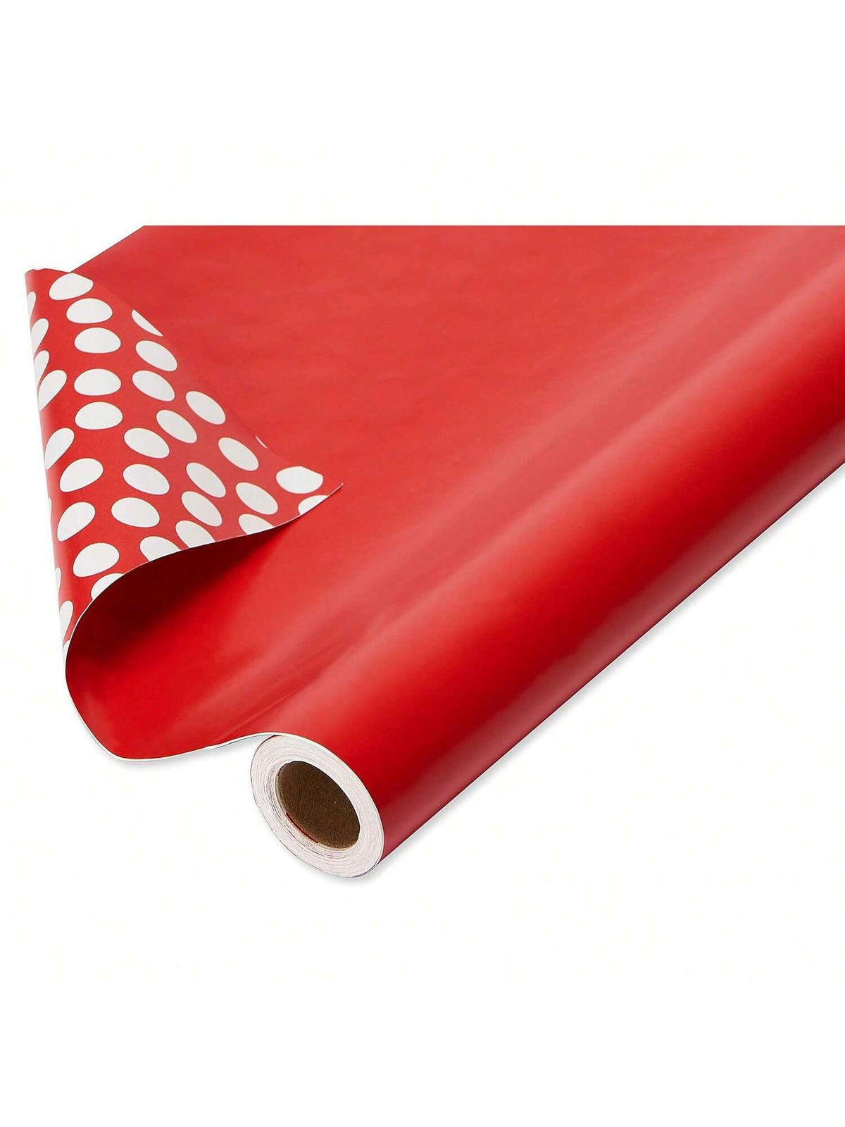 Jumbo Reversible Red Wrapping Paper 30x70in White Polka Dots