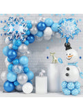 Winter Wonderland Balloon Arch Kit with Blue Silver White Balloons for Parties
