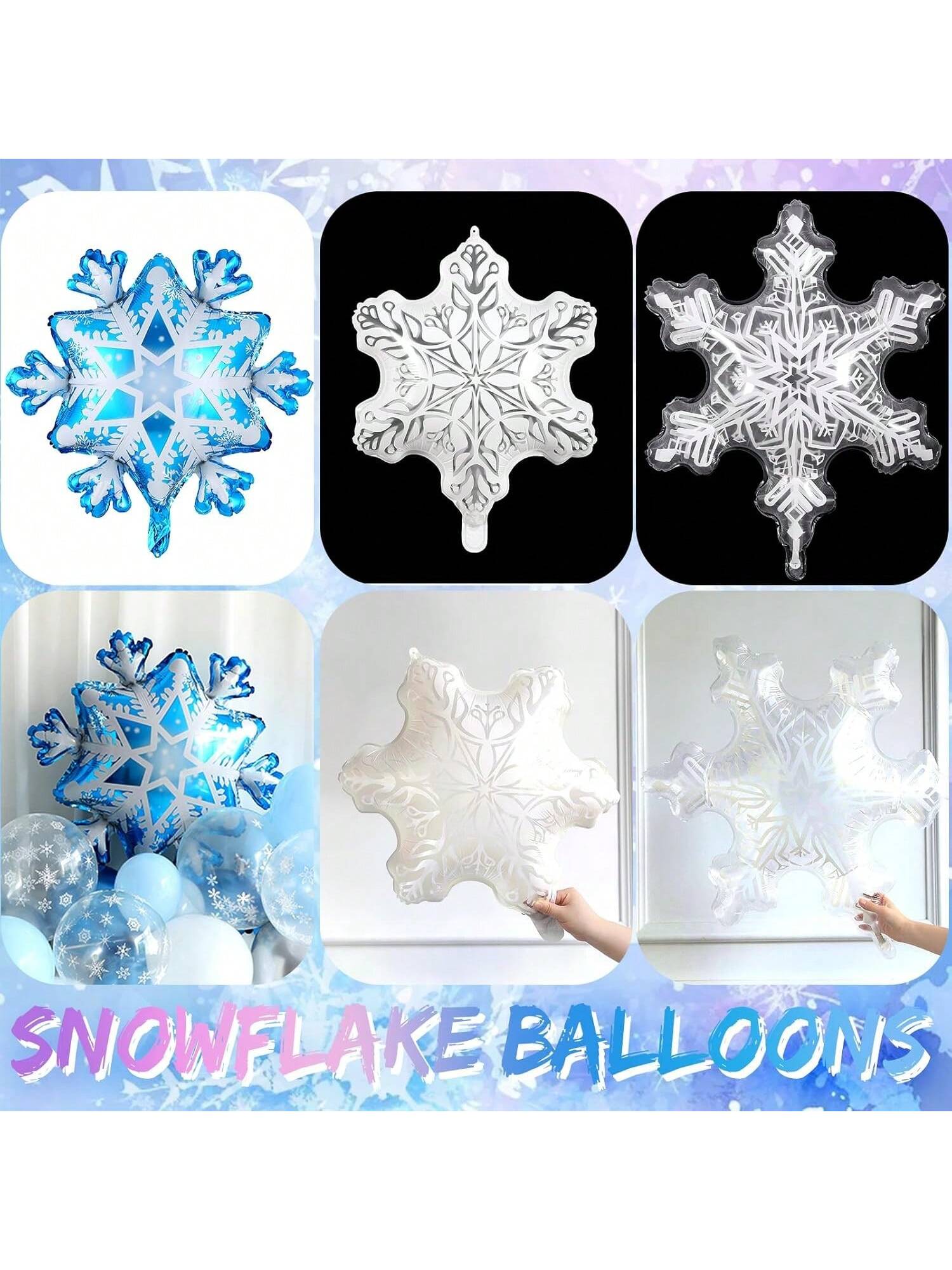 Winter Wonderland Snowflake Balloon Arch Kit with Blue Purple Silver & Clear Balloons