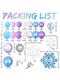 Winter Wonderland Snowflake Balloon Arch Kit with Blue Purple Silver & Clear Balloons