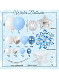 125PCS Winter Wonderland Balloon Arch Kit with Blue White Snowflake Foils