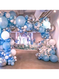 125PCS Winter Wonderland Balloon Arch Kit with Blue White Snowflake Foils