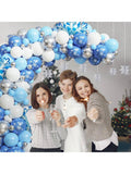 129pcs Winter Wonderland Balloon Arch Kit with White Blue Silver Snowflake Balloons
