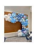 132pcs Snowflake Balloon Arch Kit with Blue Silver White Balloons for Winter Party