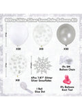 White Silver Snowflake Balloon Garland Kit with Confetti for Winter Party Decor