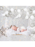 White Silver Snowflake Balloon Garland Kit with Confetti for Winter Party Decor
