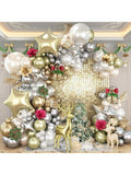 White Gold Christmas Balloon Arch Kit 117PCS Pearl Balloons Star & Reindeer
