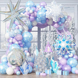 Winter Snowflake Balloon Garland Kit with Iridescent Blue Purple Balloons for Parties