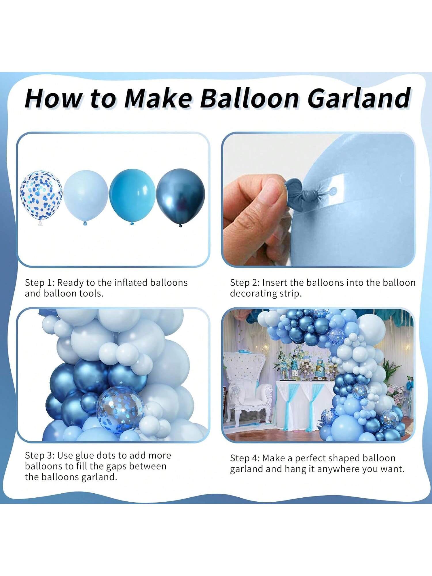 Blue Balloon Garland 109 pcs Winter Wonderland Snowflake Baby Shower Decor