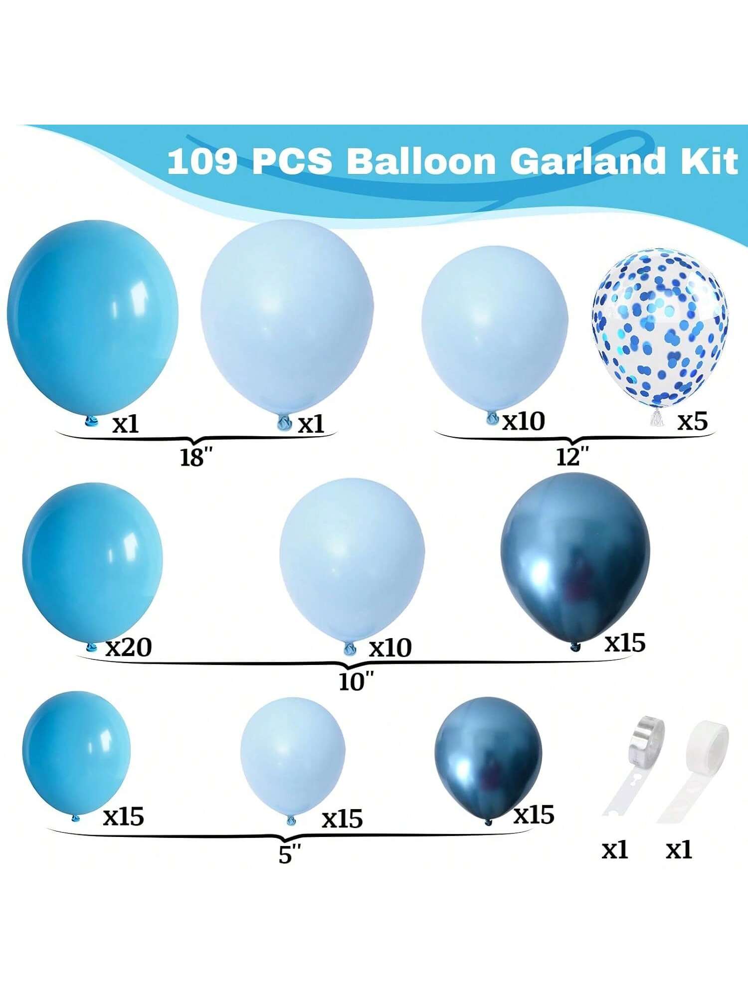 Blue Balloon Garland 109 pcs Winter Wonderland Snowflake Baby Shower Decor