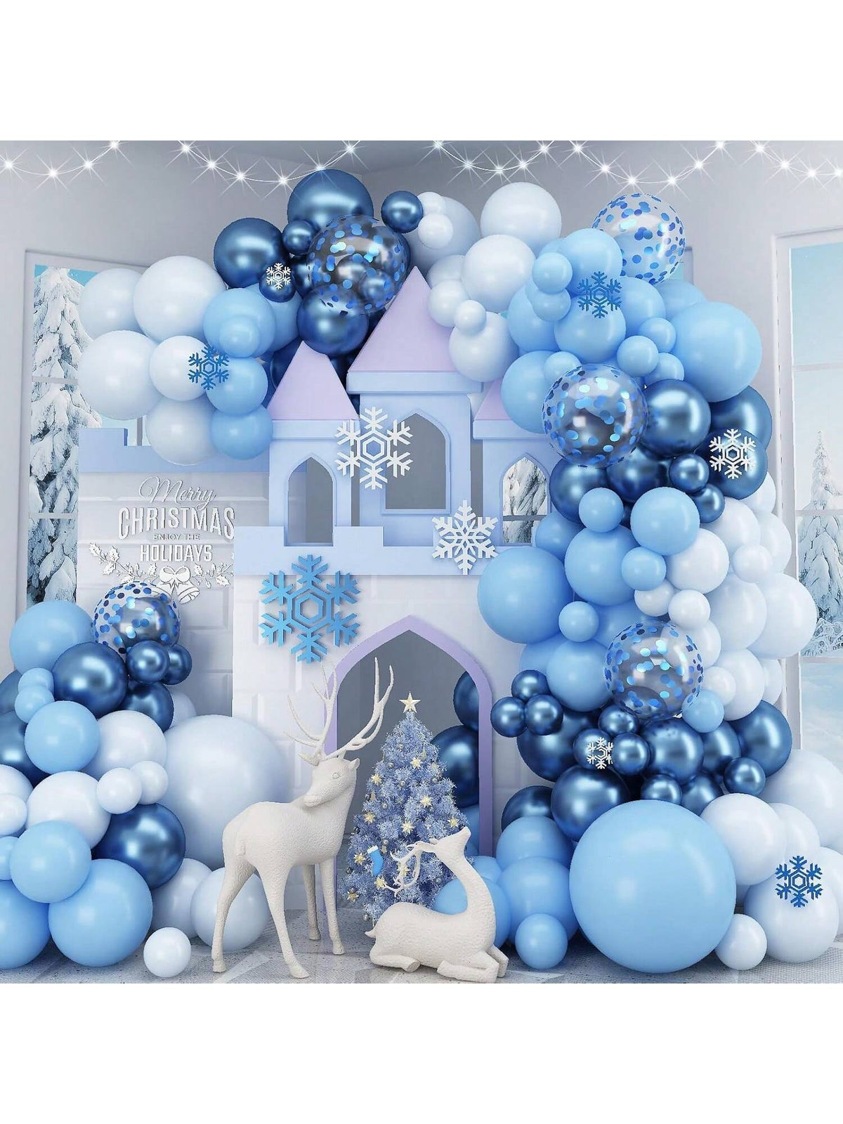 Blue Balloon Garland 109 pcs Winter Wonderland Snowflake Baby Shower Decor