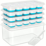 4-Pack Silicone Ice Cube Trays with Lid and Storage Bin Stackable for Freezer and Drinks
