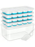 4-Pack Silicone Ice Cube Trays with Lid and Storage Bin Stackable for Freezer and Drinks
