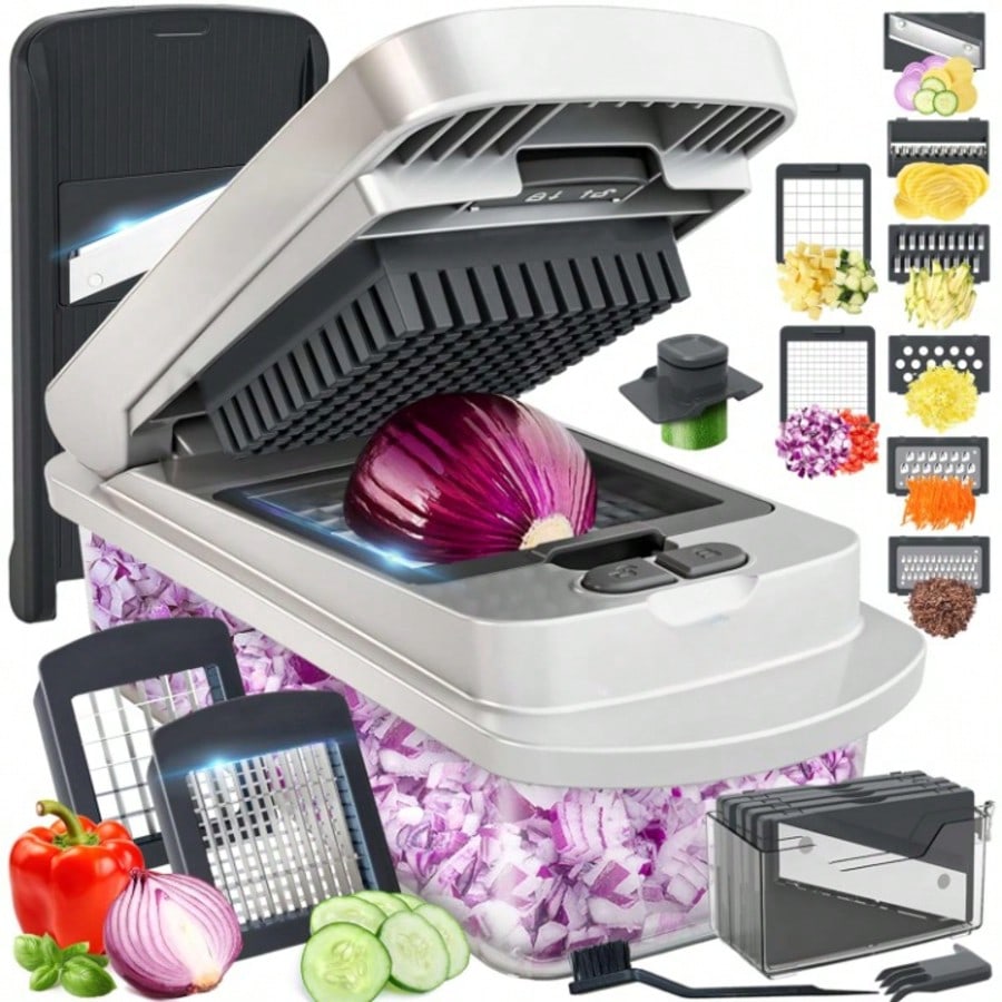Pro Chopper Mandoline Slicer 8-Blade 10-in-1 Vegetable Cutter with Container