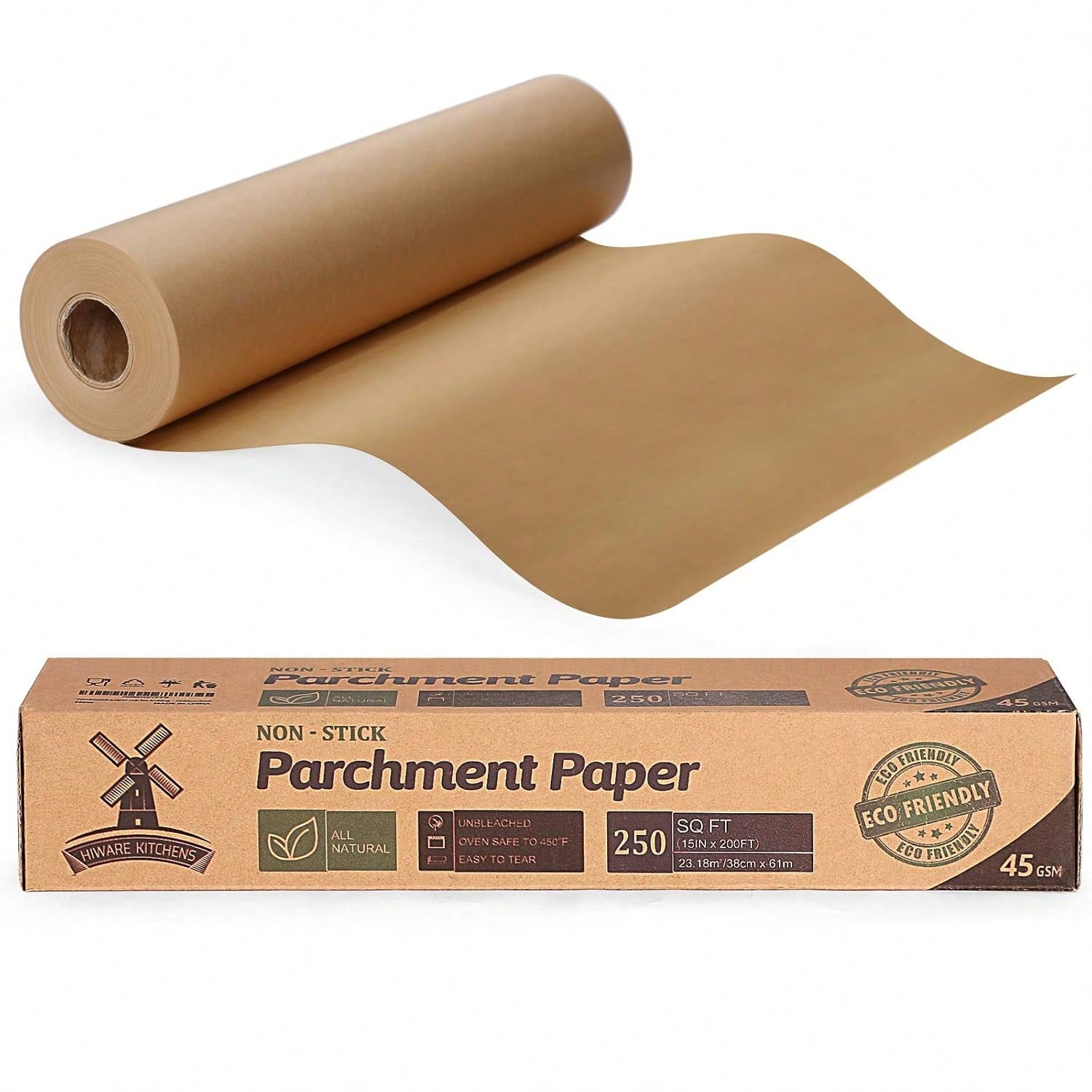 Unbleached Parchment Baking Paper 15x200ft 250 Sq Ft for Cooking & Baking