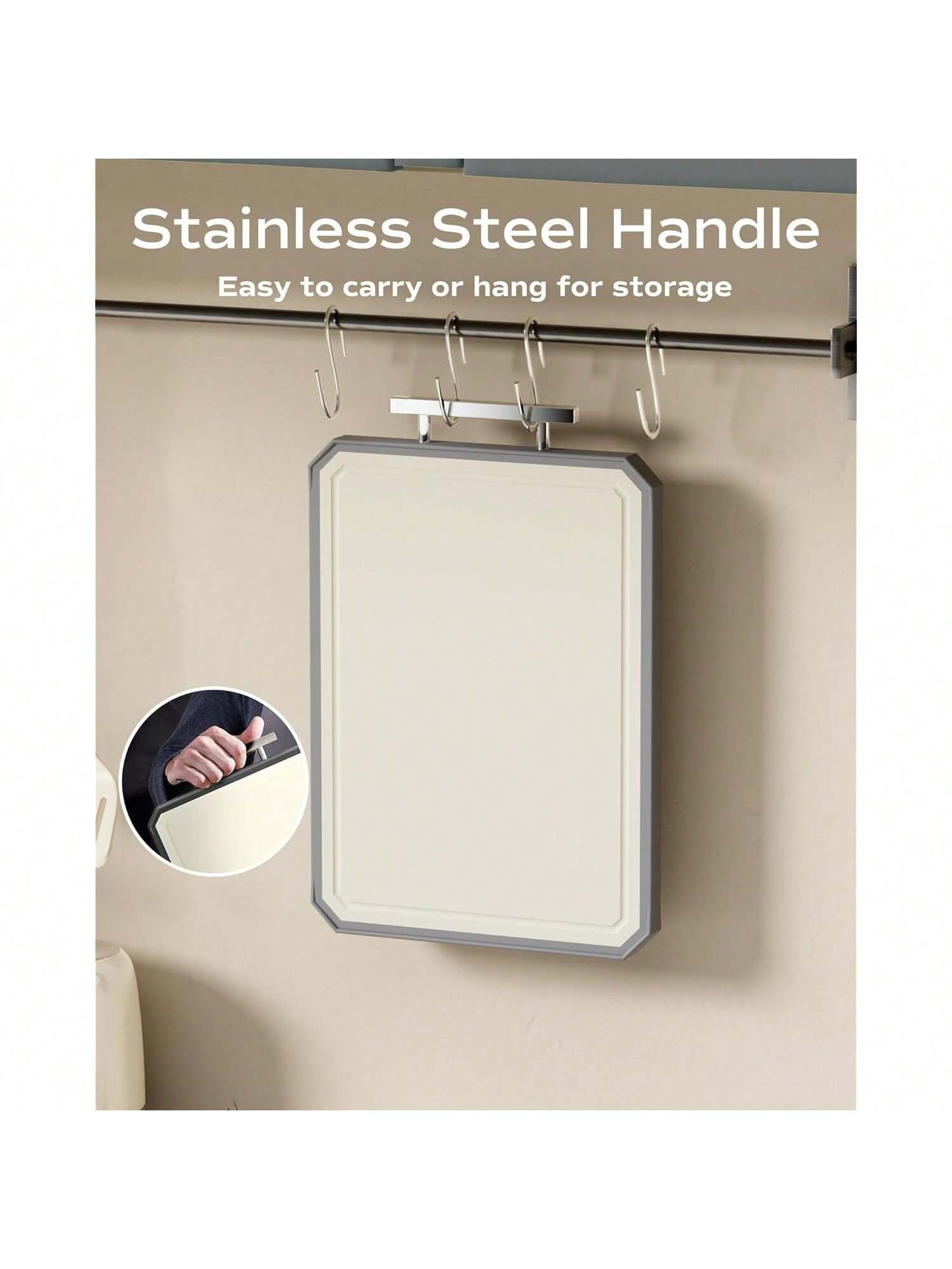 Double-Sided Stainless Steel & Wheat Straw Cutting Board 16x11in