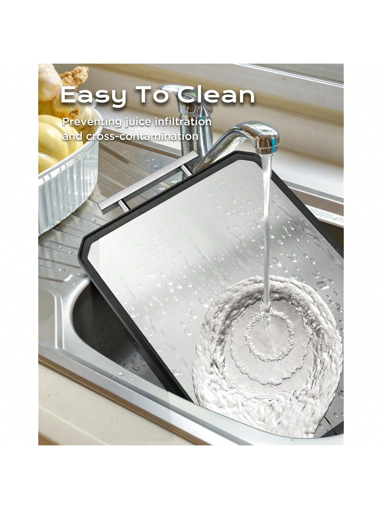 Double-Sided Stainless Steel & Wheat Straw Cutting Board 16x11in
