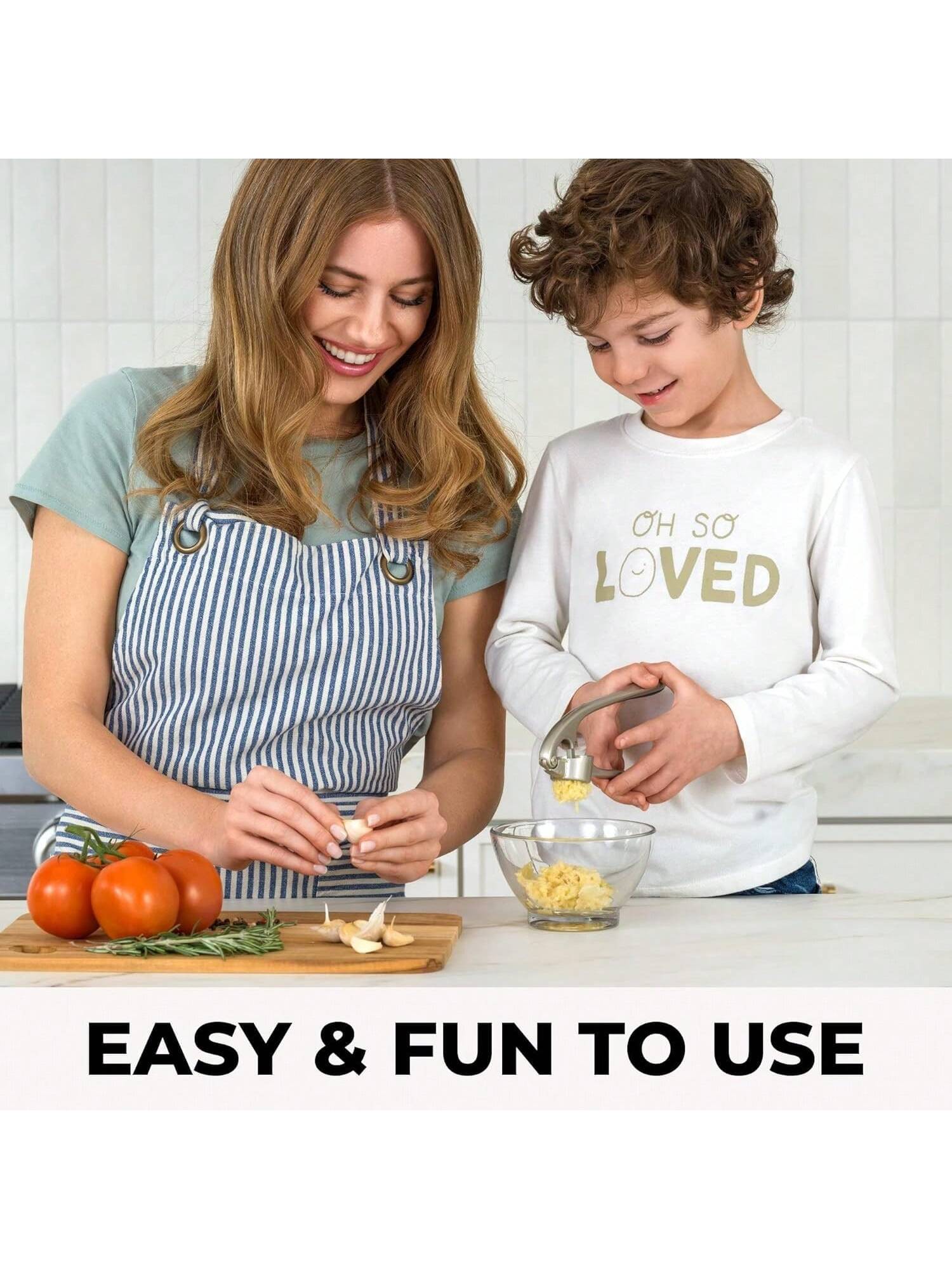 Premium Rust-Proof Garlic Press Set Silver Ergonomic Easy Clean