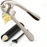 Premium Rust-Proof Garlic Press Set Silver Ergonomic Easy Clean