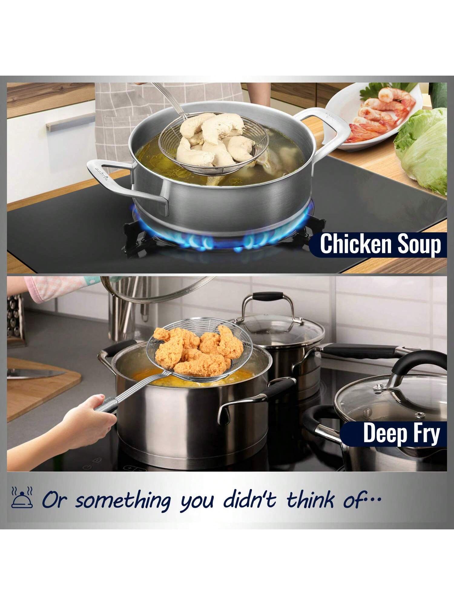 5.4in Stainless Steel Spider Strainer & Skimmer Ladle for Frying, Pasta & Cooking