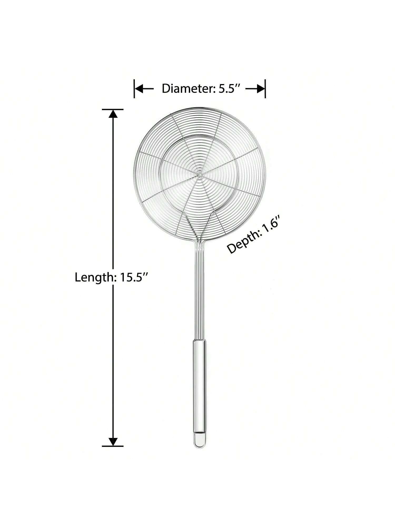 5.4in Stainless Steel Spider Strainer & Skimmer Ladle for Frying, Pasta & Cooking